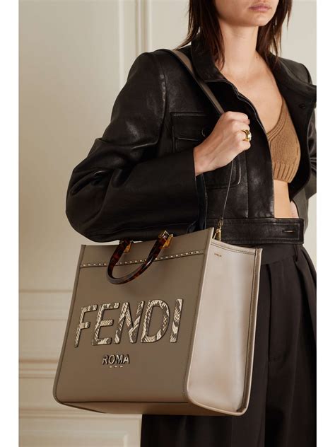 fendi brown leather shopper|Fendi sunshine shopper water snake.